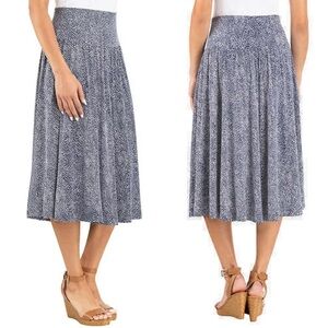 NWT Hilary Radley Polka Dot Circle Midi Skirt Blue & White